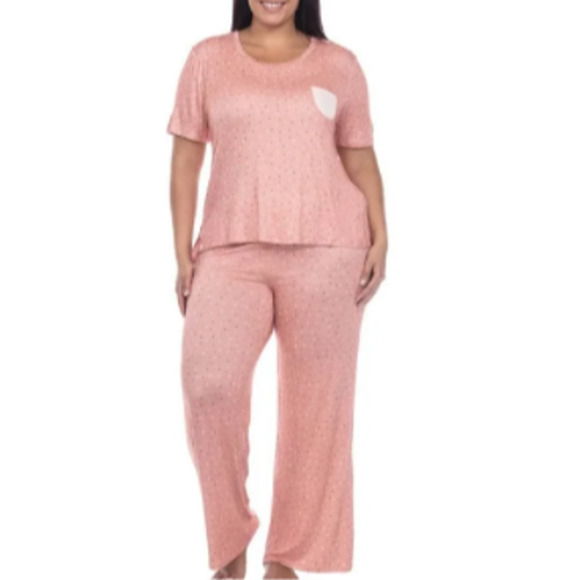 Honeydew women's 3-piece lounge set, pink polka dot - Picture 2 of 3